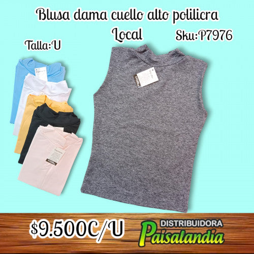 Blusa dama polilicra cuello alto (UND)