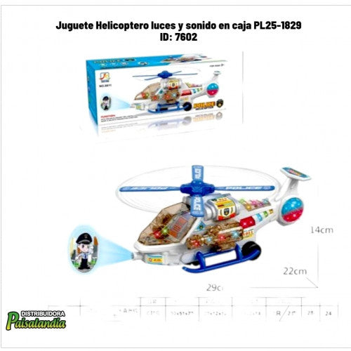 Juguete Helicoptero luces y sonido en caja PL25-1829 (UND)