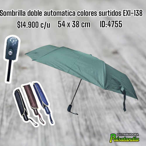 Sombrilla doble automática colores surtidos EXI-138 (UND)