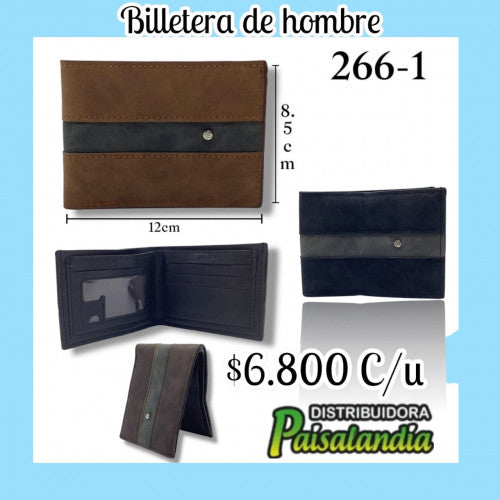 Billetera hombre cuerina combinada Ref. 266-1 (UND)