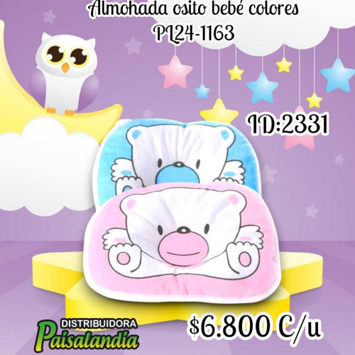 Almohada osito bebé colores surtidos PL24-1163 (UND)