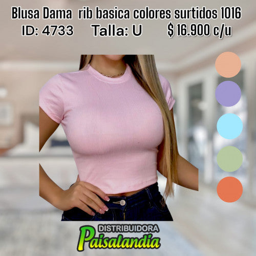 Blusa Dama rib basica colores surtidos 1016 (UND)