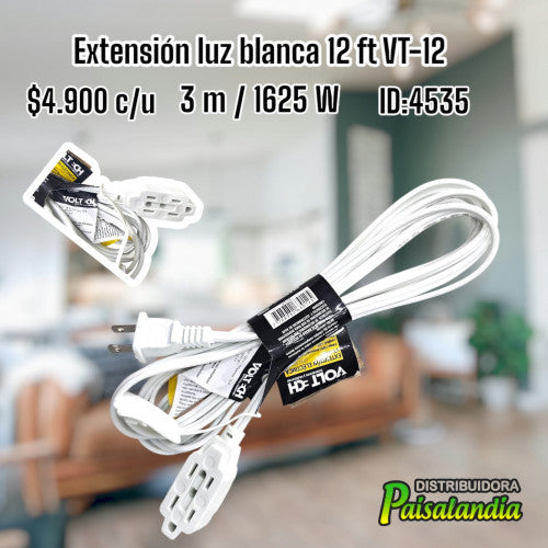 Extensión luz blanca 12 ft VT-12 (UND)