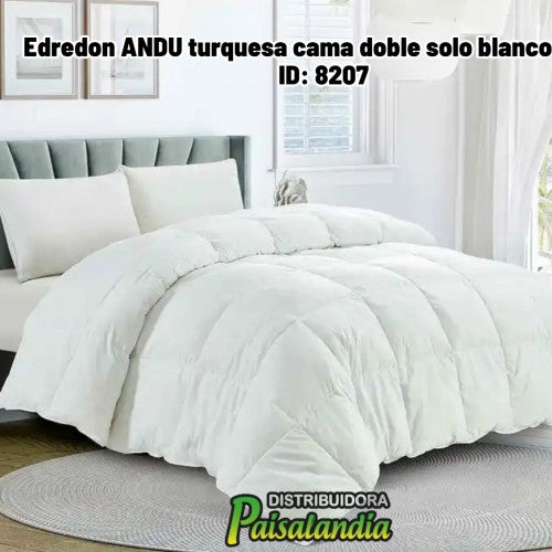 Edredon ANDU turquesa cama doble solo blanco (UND)