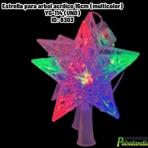 Estrella para arbol acrílico 16cm (multicolor) YG-114 (UND)