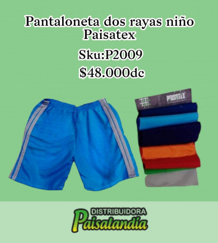 Pantaloneta 2 rayas impermeable niño x12 paisatex  ptx3-15-93