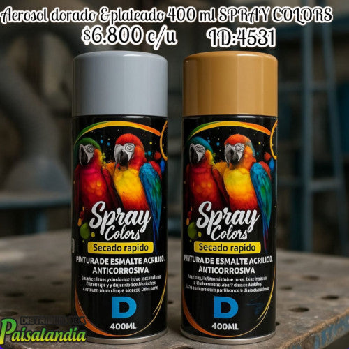 Aerosol dorado & plateado metalizado SPRAY METAL OK (UND)