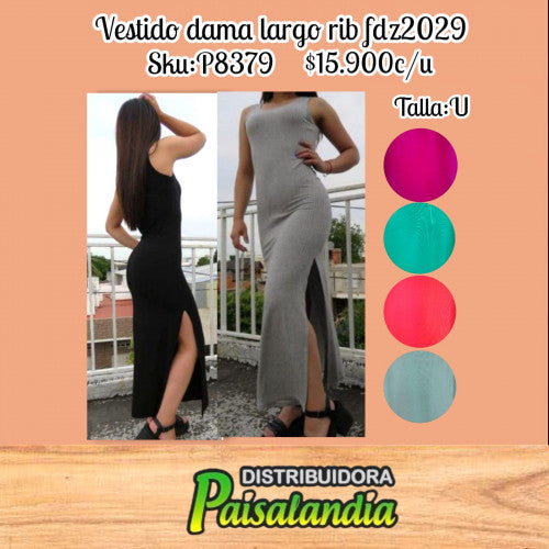 Vestido dama largo rib fdz2029