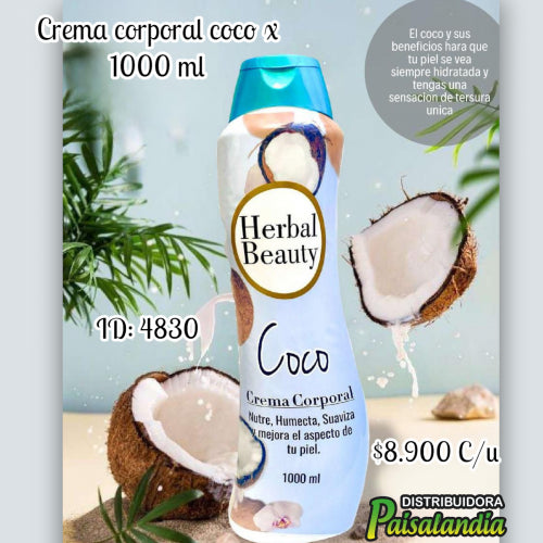 Crema corporal coco x 1000 ml (UND)