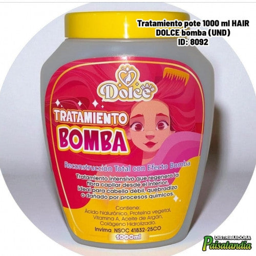 Tratamiento pote 1000 ml HAIR DOLCE bomba (UND)
