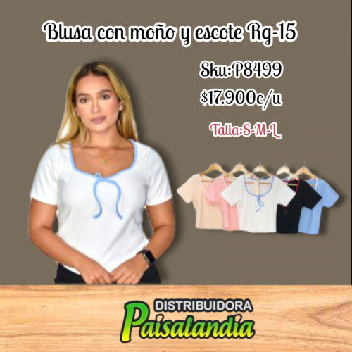 Blusa con moño y escote RG-15 (UND)