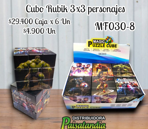Cubo rubik personajes surtidos caja x6 MF030-8 (UND)