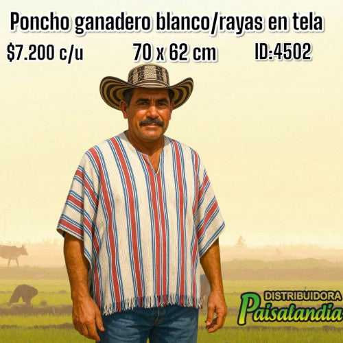 Poncho ganadero blanco en tela (UND)