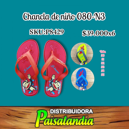 Chancla niño talla 30?35 Ref. 080-N3 (SOLO VENTA X 6 UNIDADES)