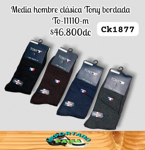 Media hombre clasica Tony bordada TO-11110-M