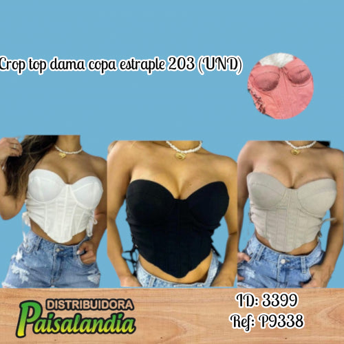 Crop top dama copa estraple 203 (UND)