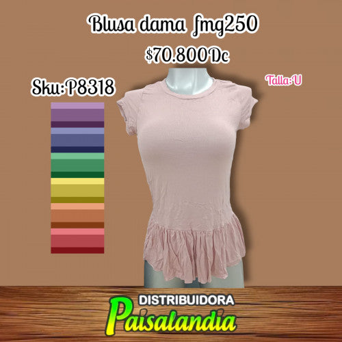 Camiseta dama bolero grande en ruedo fmg250