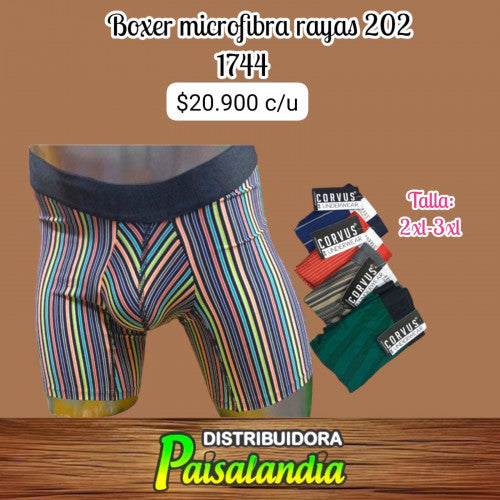 Boxer CORVUS microfibra rayas 202 talla (2XL/3XL) (UND)