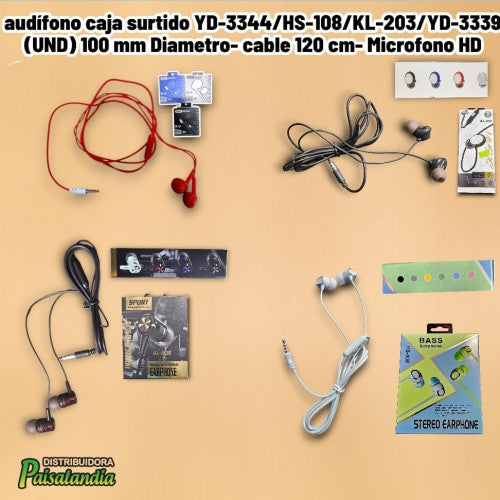 audífono caja surtido YD-3344/HS-108/KL-203/YD-3339 (UND)