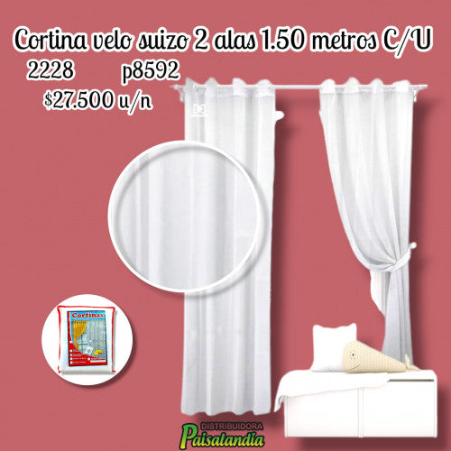Cortina velo suizo 2 alas 1.50 metros C/u