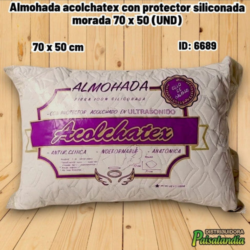 Almohada acolchatex con protector siliconada morada 70 x 50 (UND)