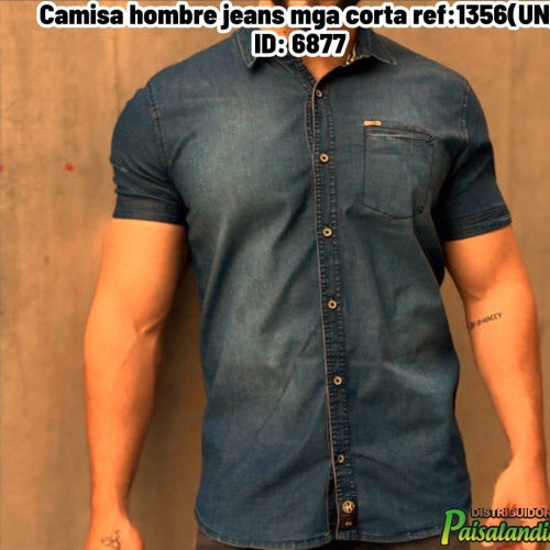 Camisa hombre jeans mga corta ref:1356(UN)