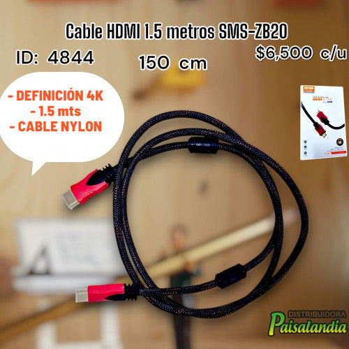Cable HDMI 1.5 metros SMS-ZB20 (UND)