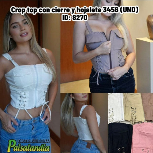 Crop top con cierre y hojalete 3456 (UND)