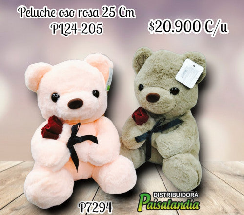 Peluche oso rosa 25 Cm PL24-205