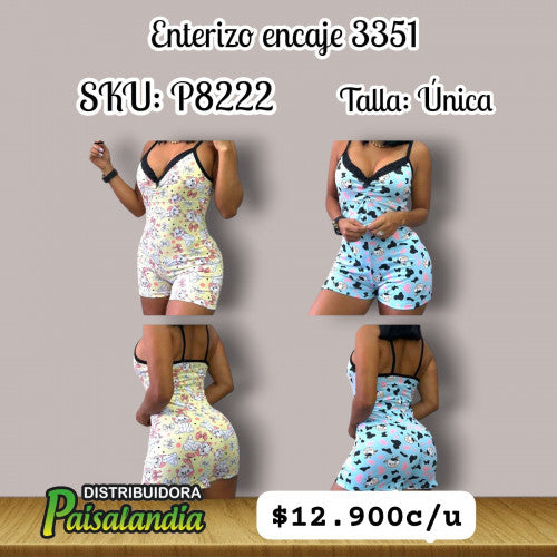 Enterizo dama estampado encaje 3351 (UND)