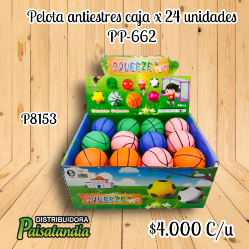 Pelota antiestres caja x 24 unidades PP-662