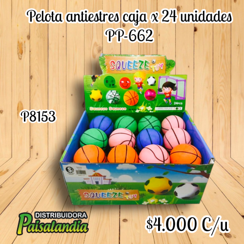 Pelota antiestrés mascota caja x24 PP-662 (UND)