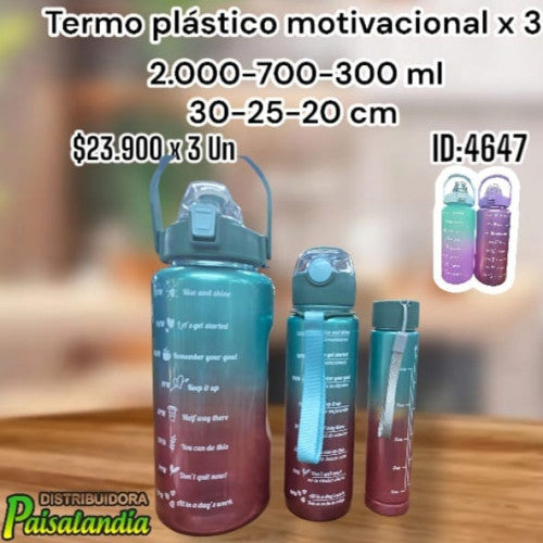 Termo plástico motivacional x3 UND color brillante COPA-21