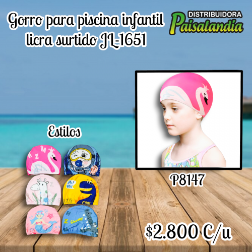 Gorro para piscina infantil licra surtido JL-1651