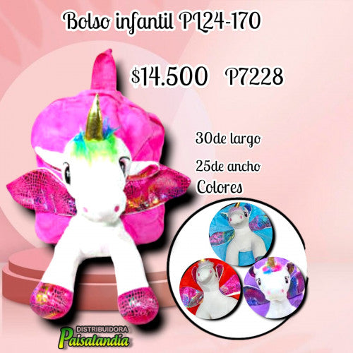 Bolso infantil unicornio colores surtidos PL24-170 (UND)