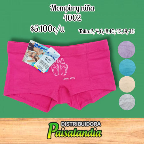 Mompirry niña fondo entero talla (2-4/6-8/10-12/14-16) (UND)