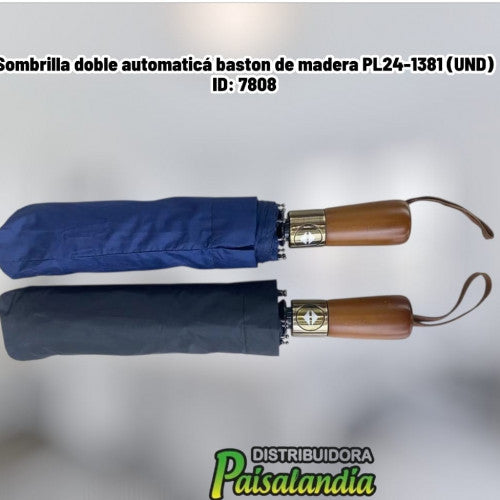 Sombrilla doble automaticá baston de madera PL24-1381 (UND)