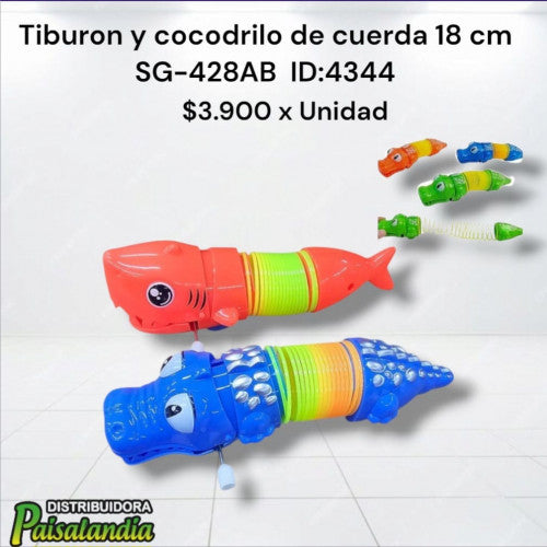 Juguete tiburón y cocodrilo de cuerda 18 cm SG-428AB (UND)