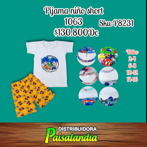 Pijama pantaloneta niño 1063