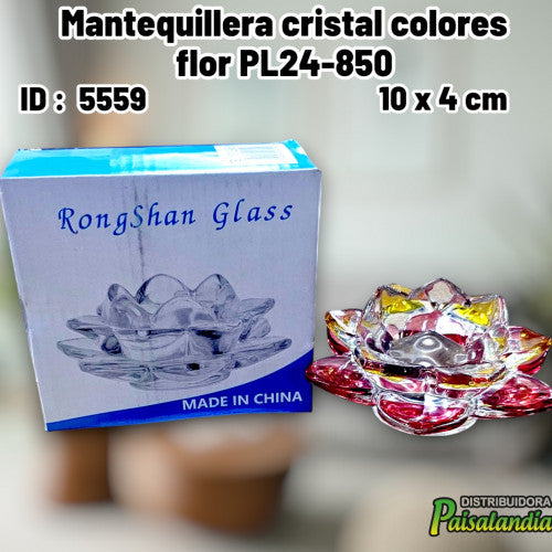 Mantequillera cristal colores flor PL24-850 (UND)