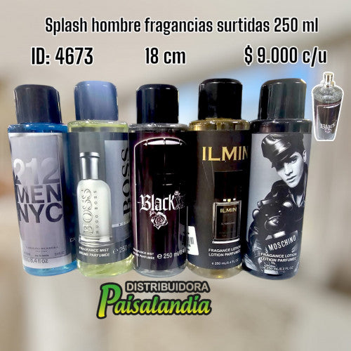 Splash hombre fragancias surtidas 250 ml (UND)
