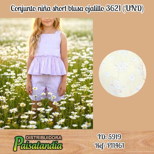 Conjunto niña short blusa ojalillo 3621 (UND)