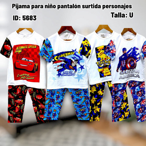 Pijama para niño pantalón surtida personajes (UND)