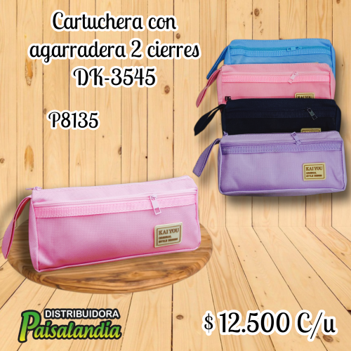 Cartuchera con agarradera 2 cierres DK-3545