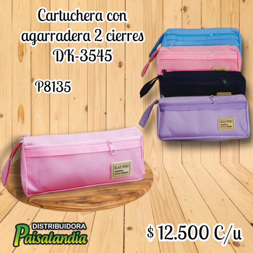 Cartuchera con agarradera 2 cierres DK-3545 (UND)