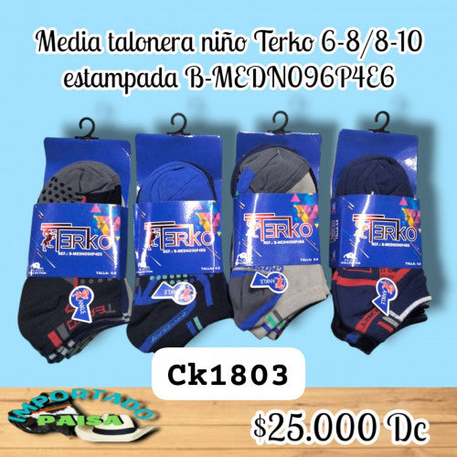 Media talonera niño Terko 6-8/8-10 estampada B-MEDN096P4E6