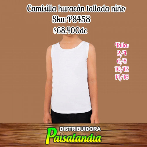 Camisilla huracan blanca tallada