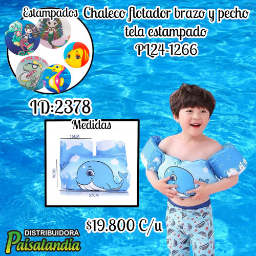 Chaleco flotador brazo y pecho tela estampada (UND)