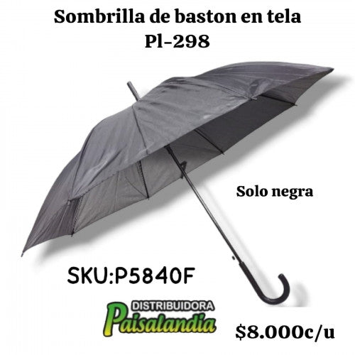 Sombrilla de bastón  negra pl-298