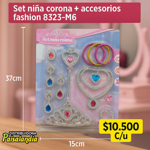 Set niña corona + accesorios FASHION SET 8323-M6 (UND)